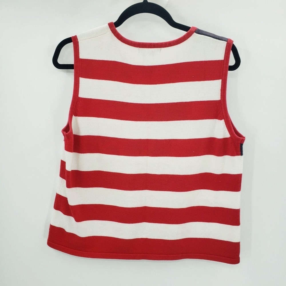 Goodclothes American Flag Sweater Womens XL Sleeveless Red White Blue Holiday - Picture 3 of 10
